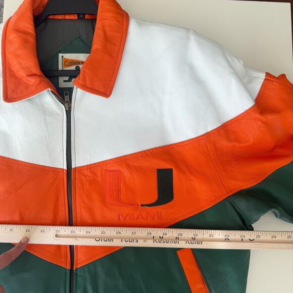 Vintage Miami Hurricanes Leather Jacket Mens Large Varsity Football Retro Logo - Picture 15 of 15